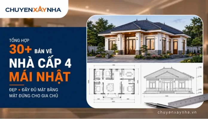 Bản vẽ nhà cấp 4 mái Nhật