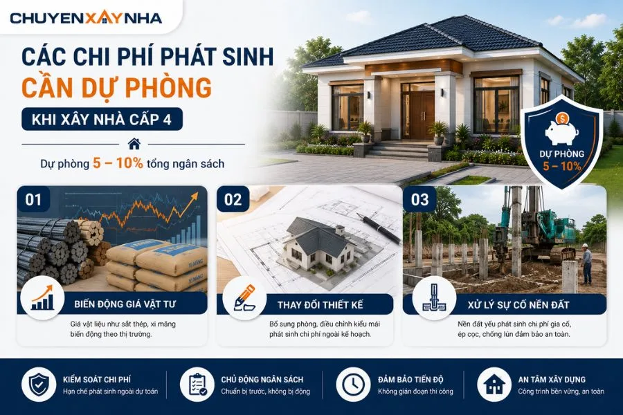 Các chi phí phát sinh cần dự phòng khi xây nhà cấp 4