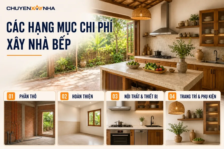 Các hạng mục chi phí xây nhà bếp
