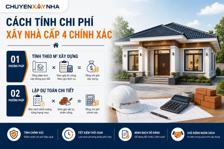 Cách tính chi phí xây nhà cấp 4 chính xác