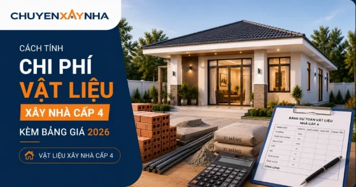 chi phí vật liệu xây nhà cấp 4