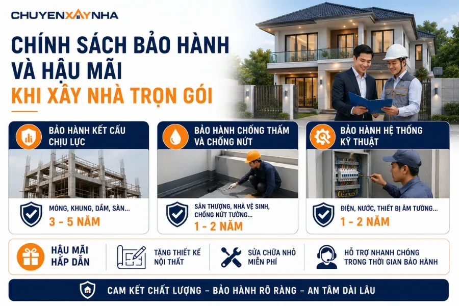 Chính sách bảo hành và hậu mãi khi xây nhà trọn gói