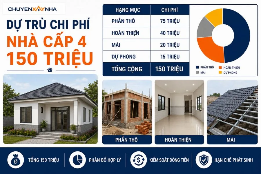 Bảng tính toán và dự trù chi phí khi xây nhà cấp 4