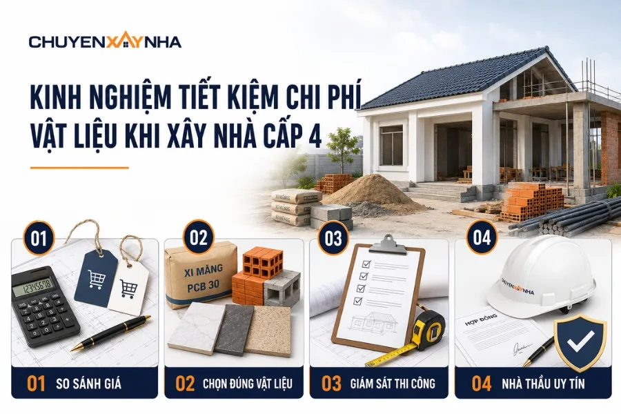 Kinh nghiệm tiết kiệm chi phí vật liệu khi xây nhà cấp 4