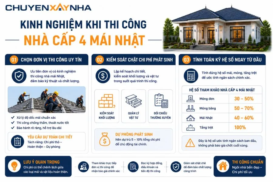 Kinh nghiệm khi thi công nhà cấp 4 mái Nhật