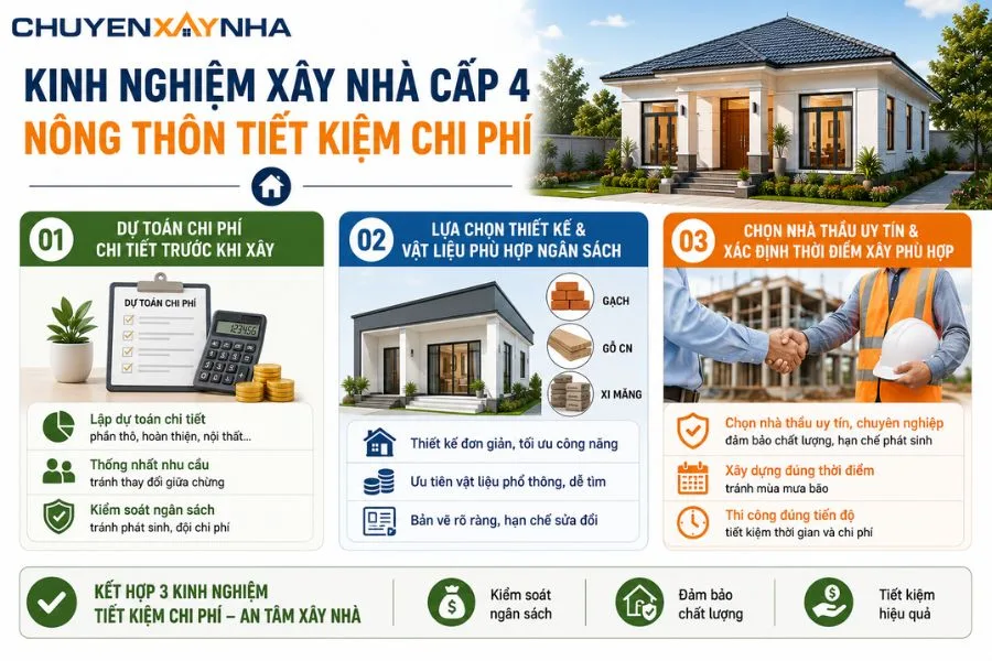 Kinh nghiệm xây nhà cấp 4 nông thôn tiết kiệm chi phí