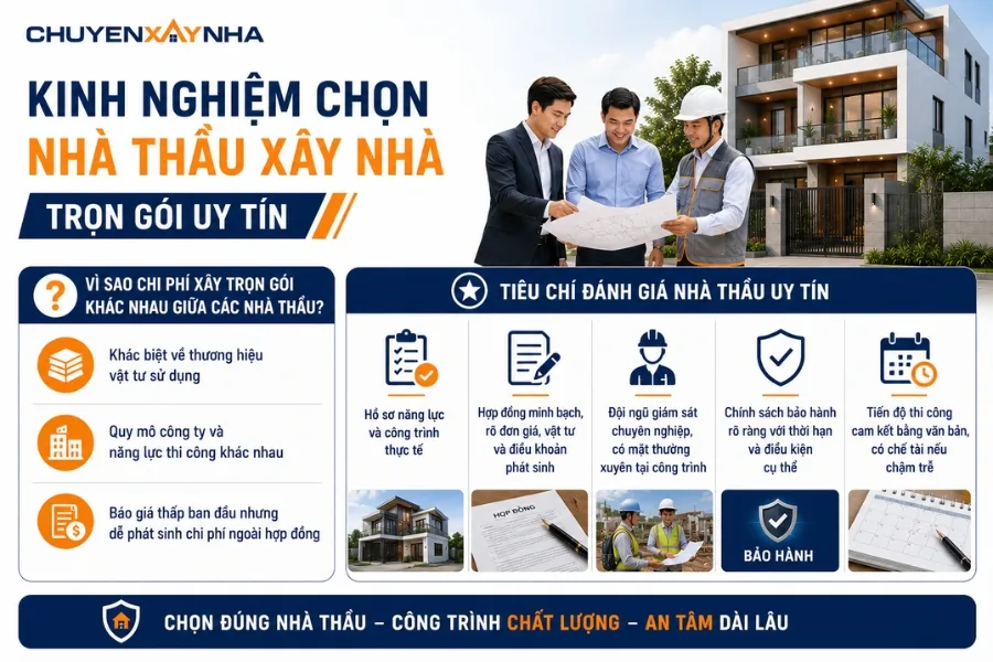 Kinh nghiệm chọn nhà thầu xây nhà trọn gói uy tín