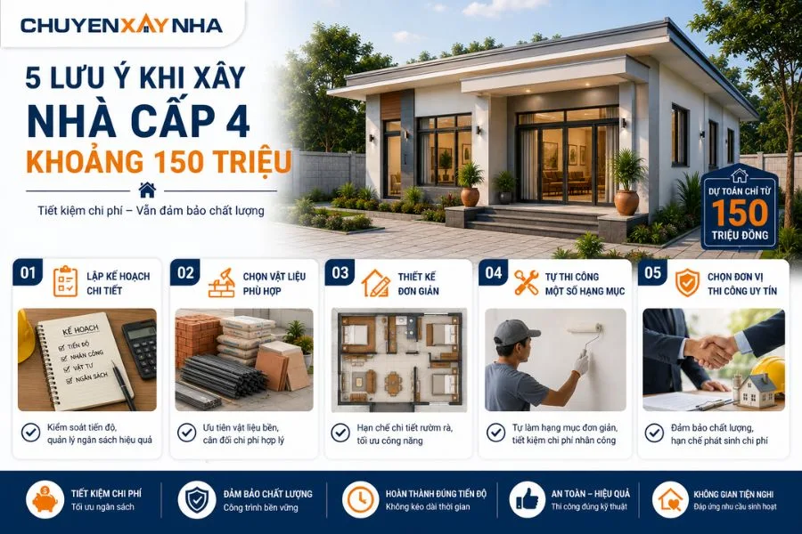 Lưu ý khi xây nhà cấp 4 khoảng 150 triệu