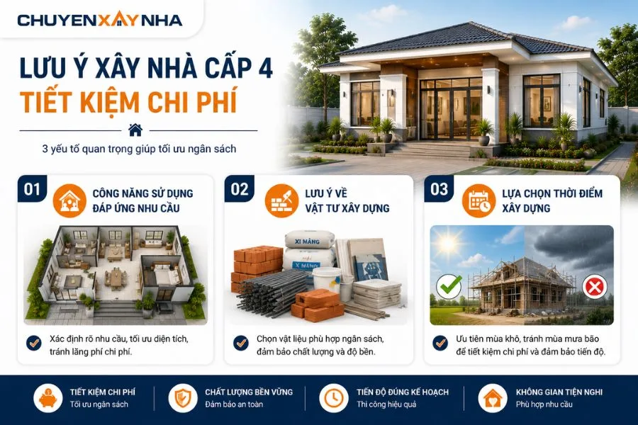 Lưu ý xây nhà cấp 4 tiết kiệm chi phí