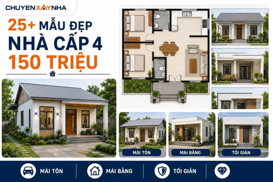 Tổng hợp 25+ mẫu nhà cấp 4 khoảng 150 triệu đẹp