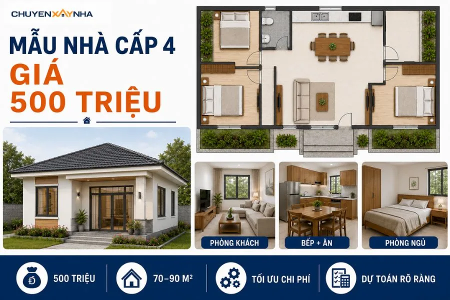 Mẫu nhà cấp 4 giá 500 triệu
