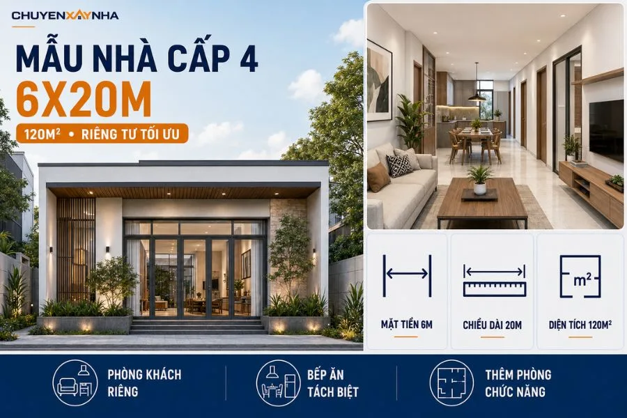 Mẫu nhà cấp 4 6x20m
