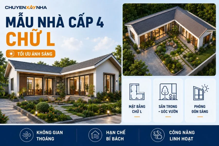 Mẫu nhà cấp 4 chữ L