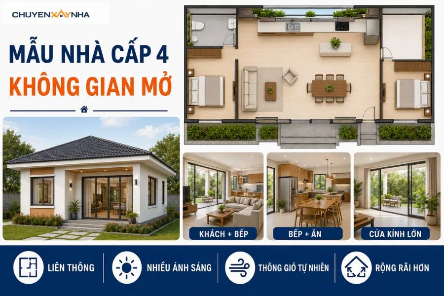 Mẫu nhà cấp 4 không gian mở