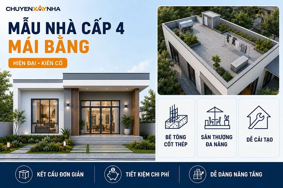 Mẫu nhà cấp 4 mái bằng