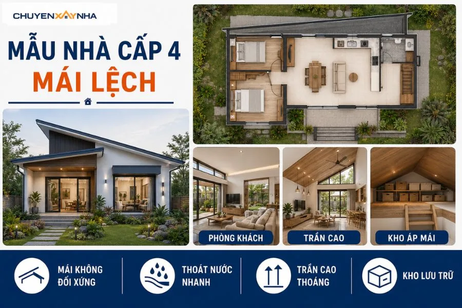 Mẫu nhà cấp 4 mái lệch