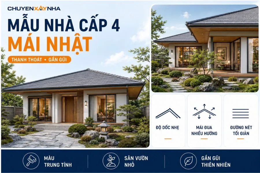 Mẫu nhà cấp 4 mái Nhật
