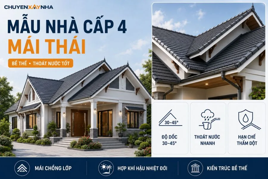 Mẫu nhà cấp 4 mái Thái