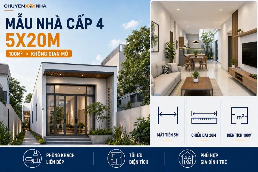 Mẫu nhà cấp 4 5x20m