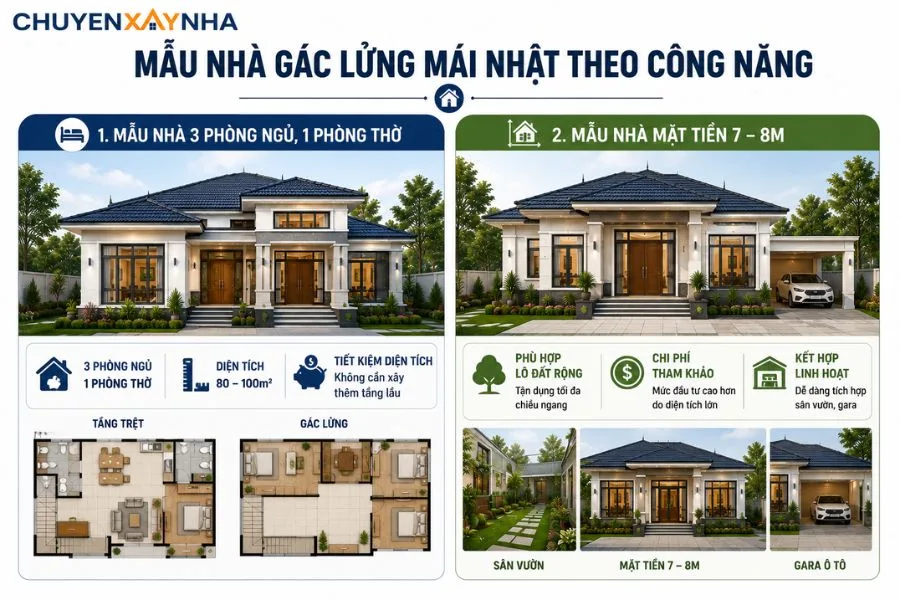 Mẫu nhà gác lửng mái Nhật theo công năng