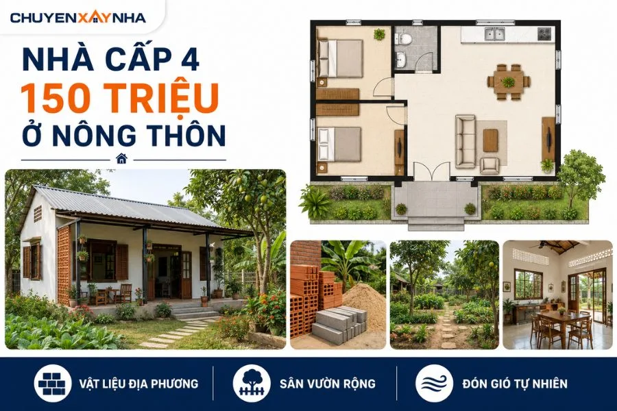 Nhà cấp 4 khoảng 150 triệu ở nông thôn