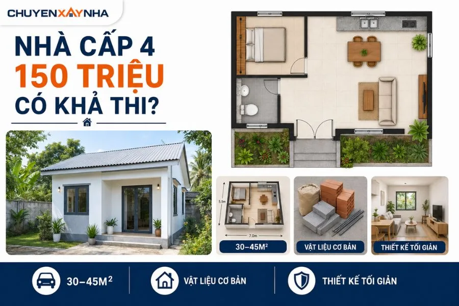 Xây dựng nhà cấp 4 khoảng 150 triệu liệu có khả thi
