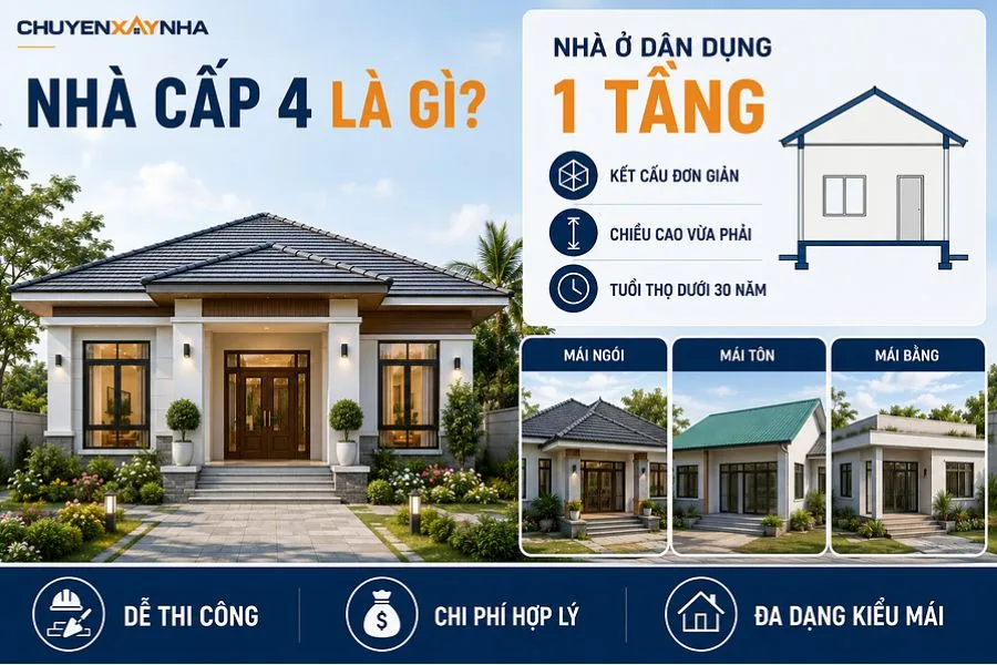 Nhà cấp 4 là loại nhà ở dân dụng một tầng
