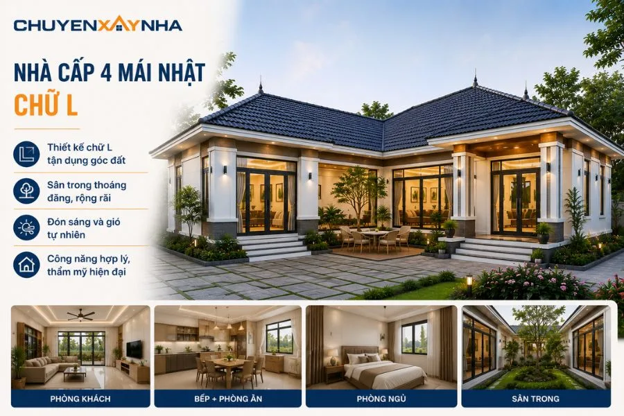Nhà cấp 4 mái Nhật chữ L