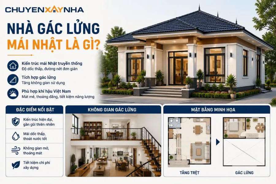 Nhà gác lửng mái Nhật