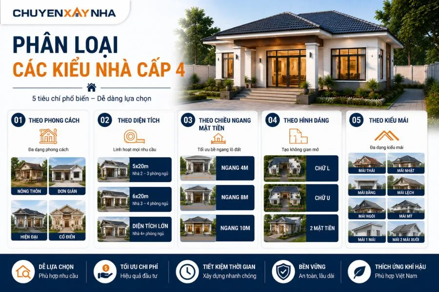 Phân loại các kiểu nhà cấp 4