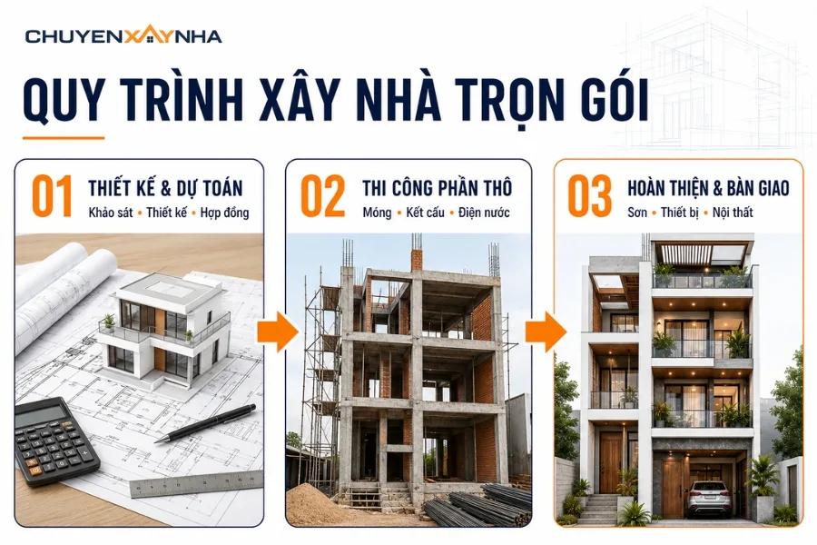Quy trình thi công xây nhà trọn gói