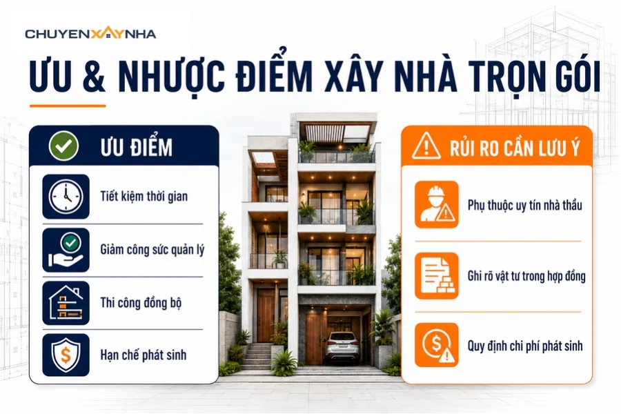 Ưu điểm và nhược điểm của xây nhà trọn gói