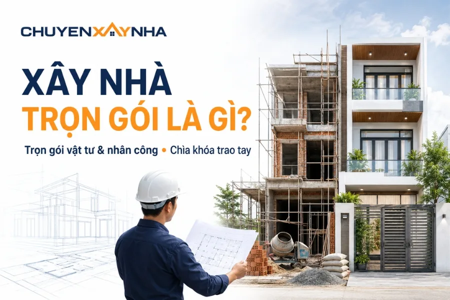 Xây nhà trọn gói là hình thức nhà thầu chịu trách nhiệm cung cấp toàn bộ