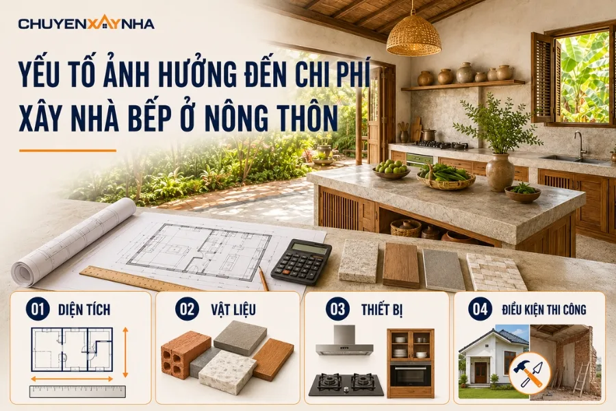 Yếu tố ảnh hưởng đến chi phí xây nhà bếp ở nông thôn