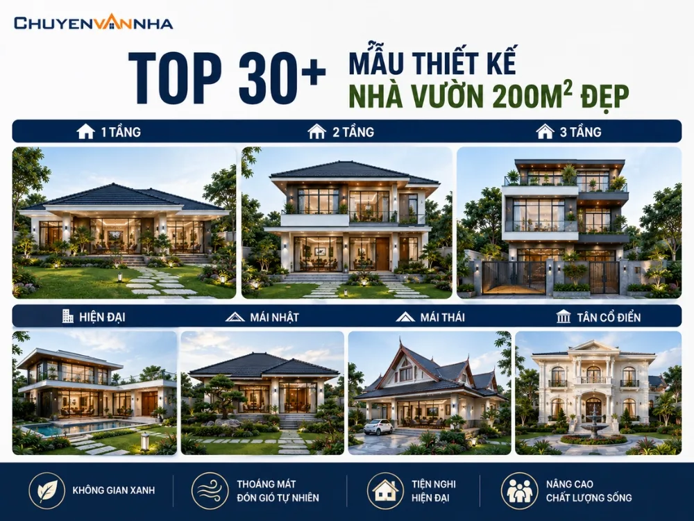 Top 30+ mẫu thiết kế nhà vườn 200m2 đẹp