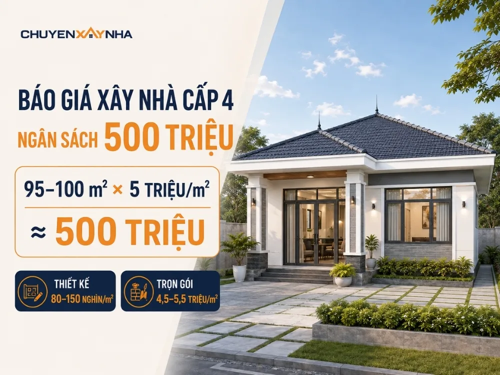 Báo giá và cách tính chi phí xây nhà cấp 4 giá 500 triệu