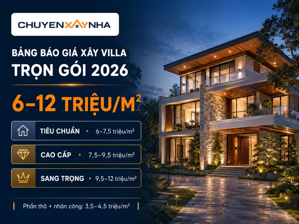 Bảng báo giá xây villa trọn gói 2026