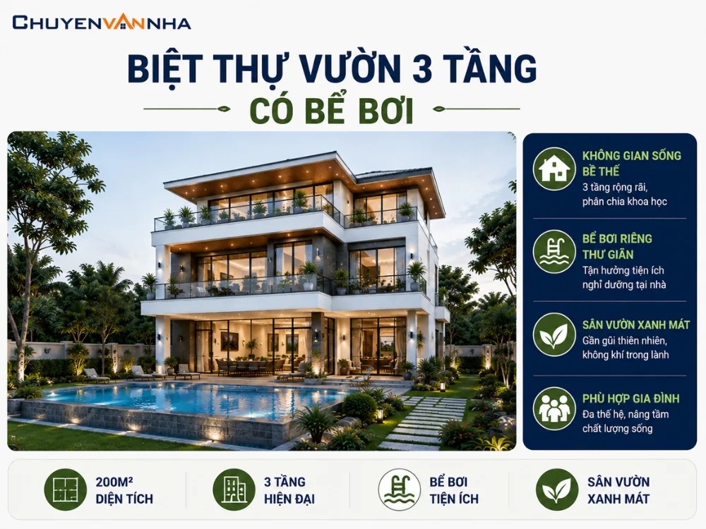 Biệt thự vườn 3 tầng có bể bơi