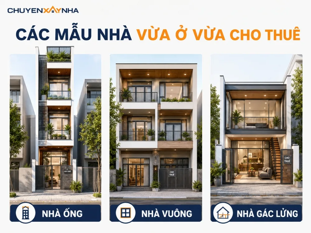 Các mẫu thiết kế nhà vừa ở vừa cho thuê phổ biến