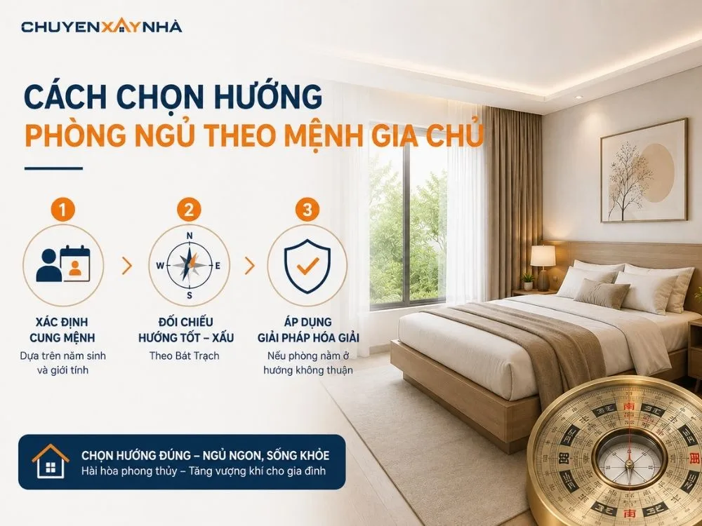Cách chọn hướng phòng ngủ theo mệnh gia chủ