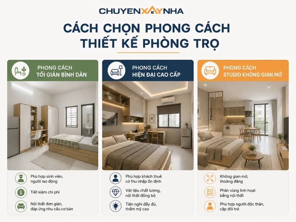 Cách chọn phong cách thiết kế phòng trọ