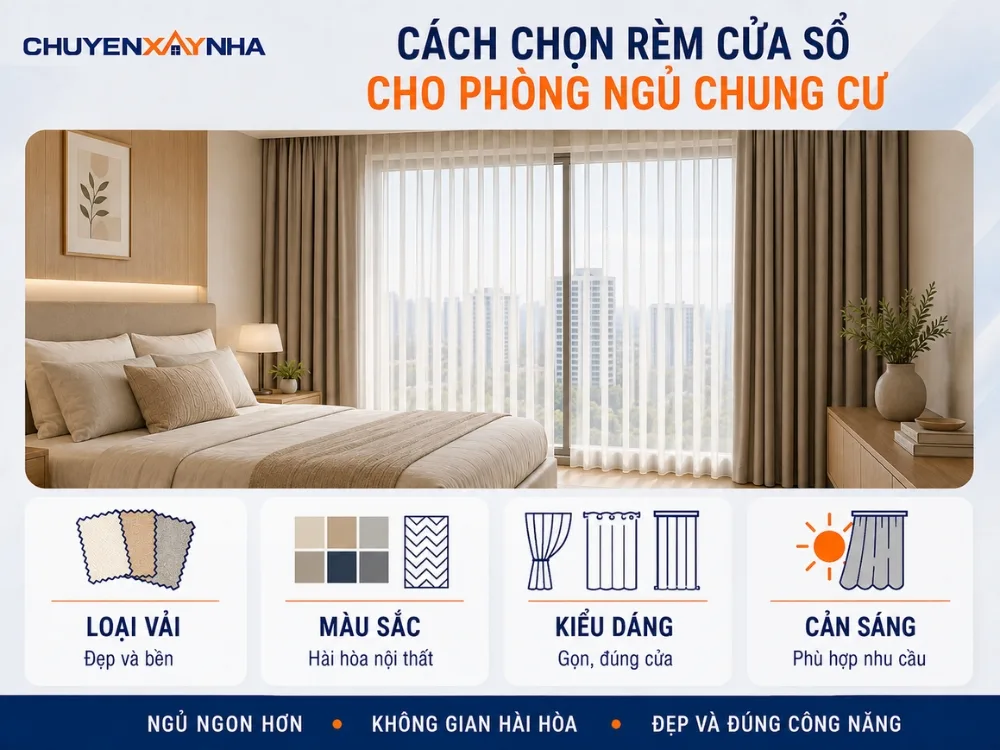 Cách chọn rèm cửa sổ cho phòng ngủ chung cư