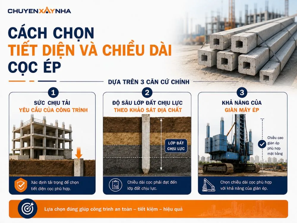 Cách chọn tiết diện và chiều dài cọc ép
