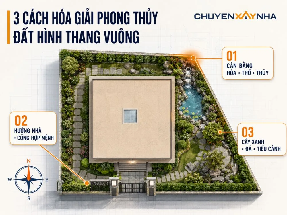 Cách hóa giải phong thủy đất hình thang vuông