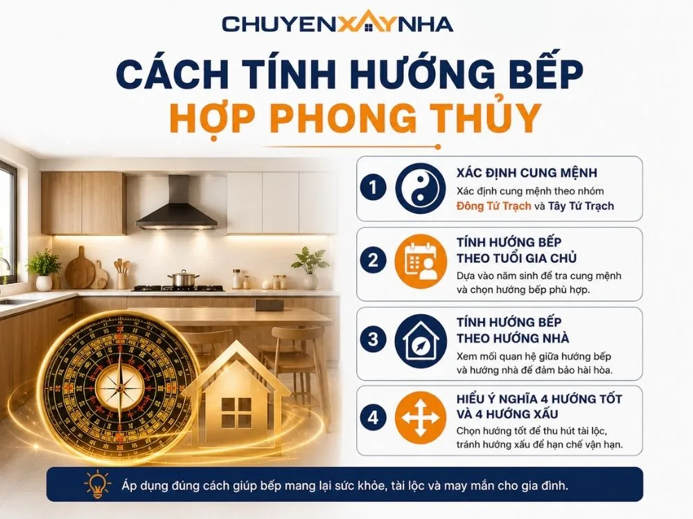 Cách tính hướng bếp hợp phong thủy