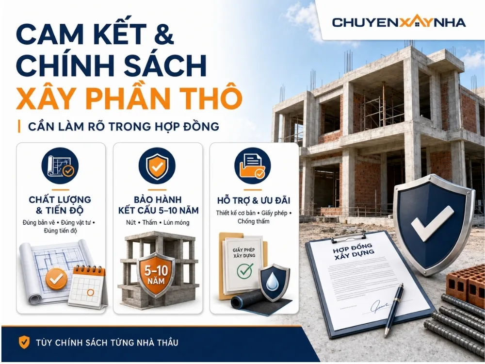 Cam kết và chính sách khi xây phần thô