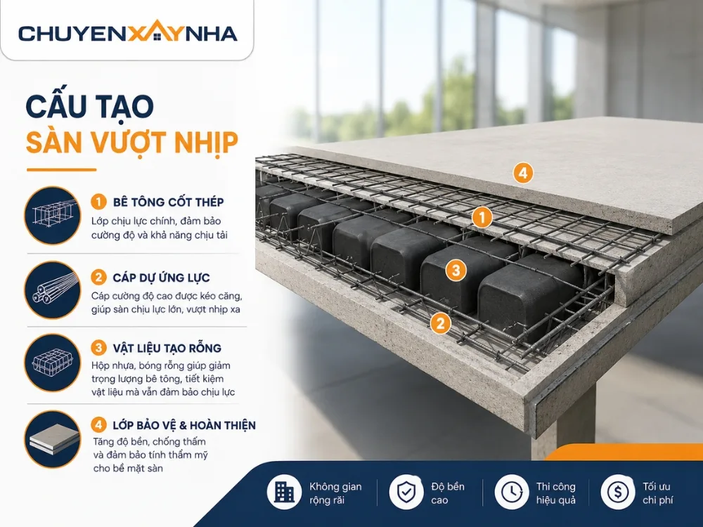 Cấu tạo của sàn vượt nhịp