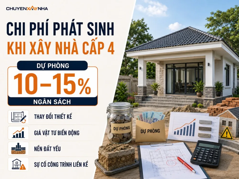 Chi phí phát sinh cần dự phòng khi xây nhà cấp 4