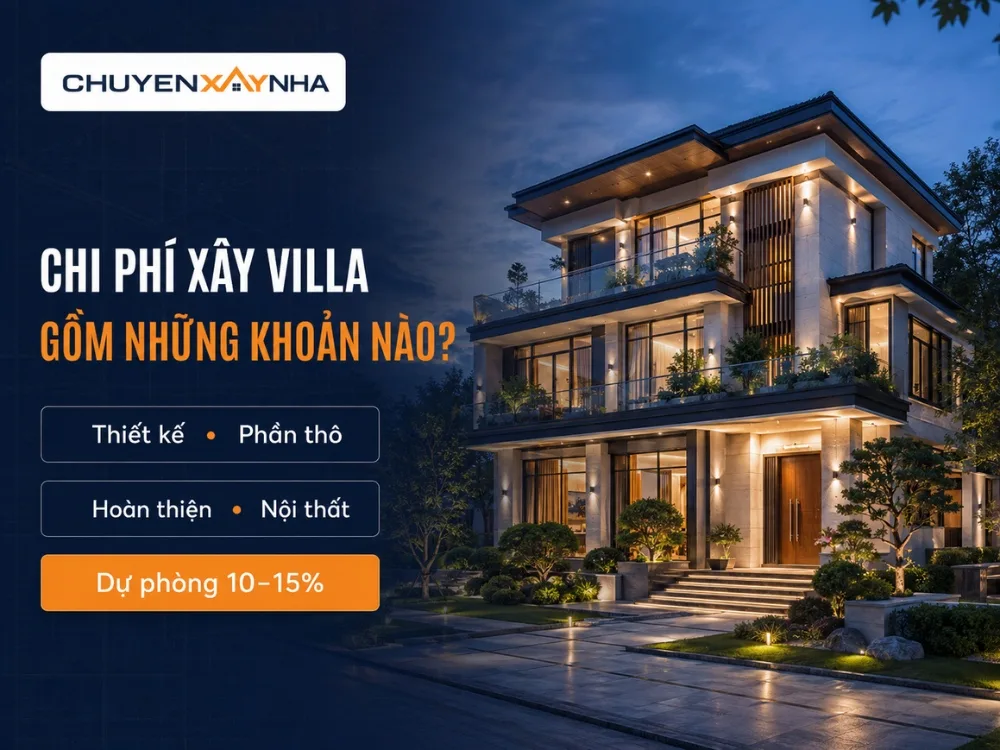 Chi phí xây villa gồm bốn nhóm khoản mục chính