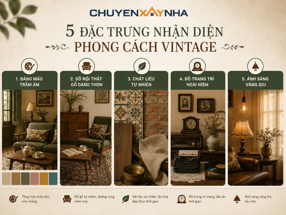 Đặc trưng nhận diện của phong cách thiết kế Vintage